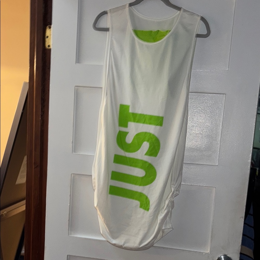 White Tank Top Dress with Green Print and halter top